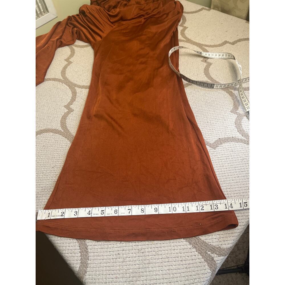 Maeve Anthropologie Enchantment Cooper Rust Orange Cowneck Jumpsuit, size XS - Picture 16 of 16